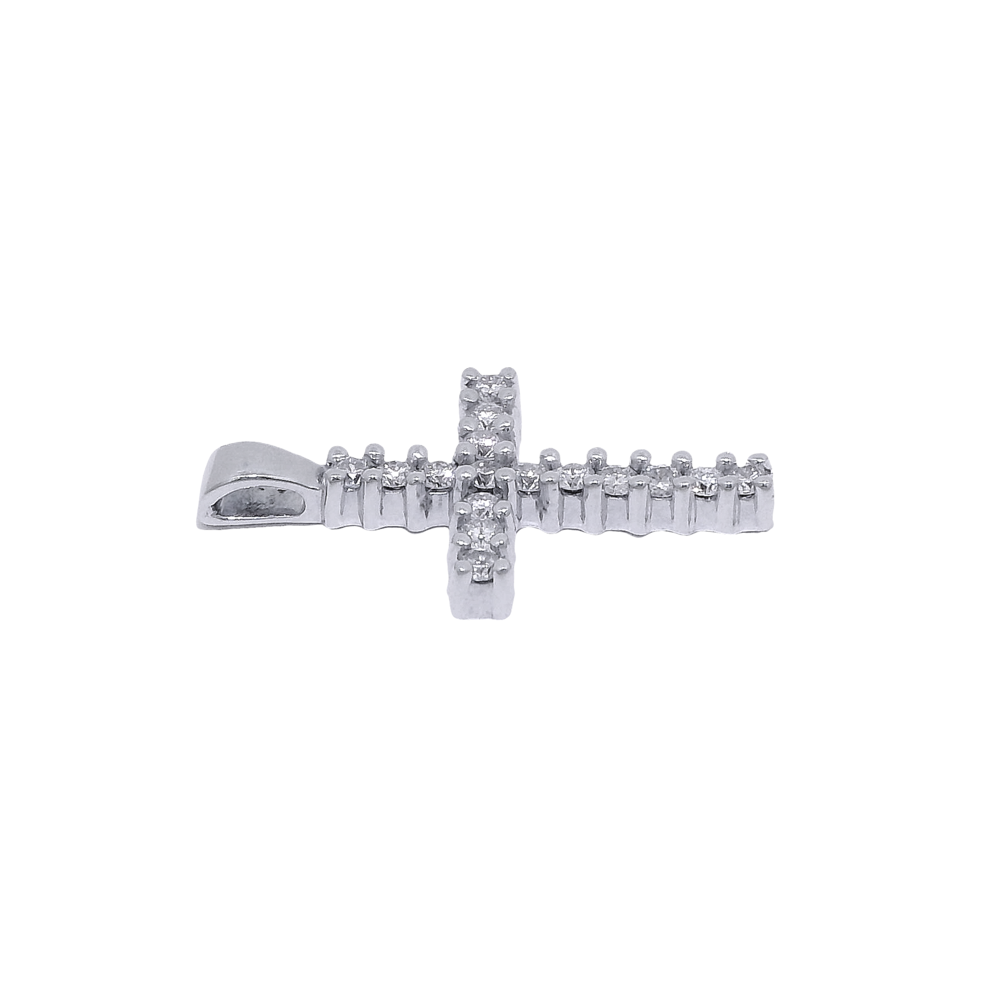 Natural Diamond Cross Pendant in 14K White Gold