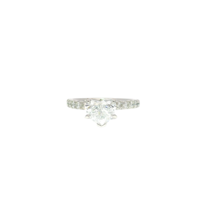 1.61ct. D VS2 Heart Cut Diamond Set in Custom Diamond Accent Platinum Mounting Sz 7