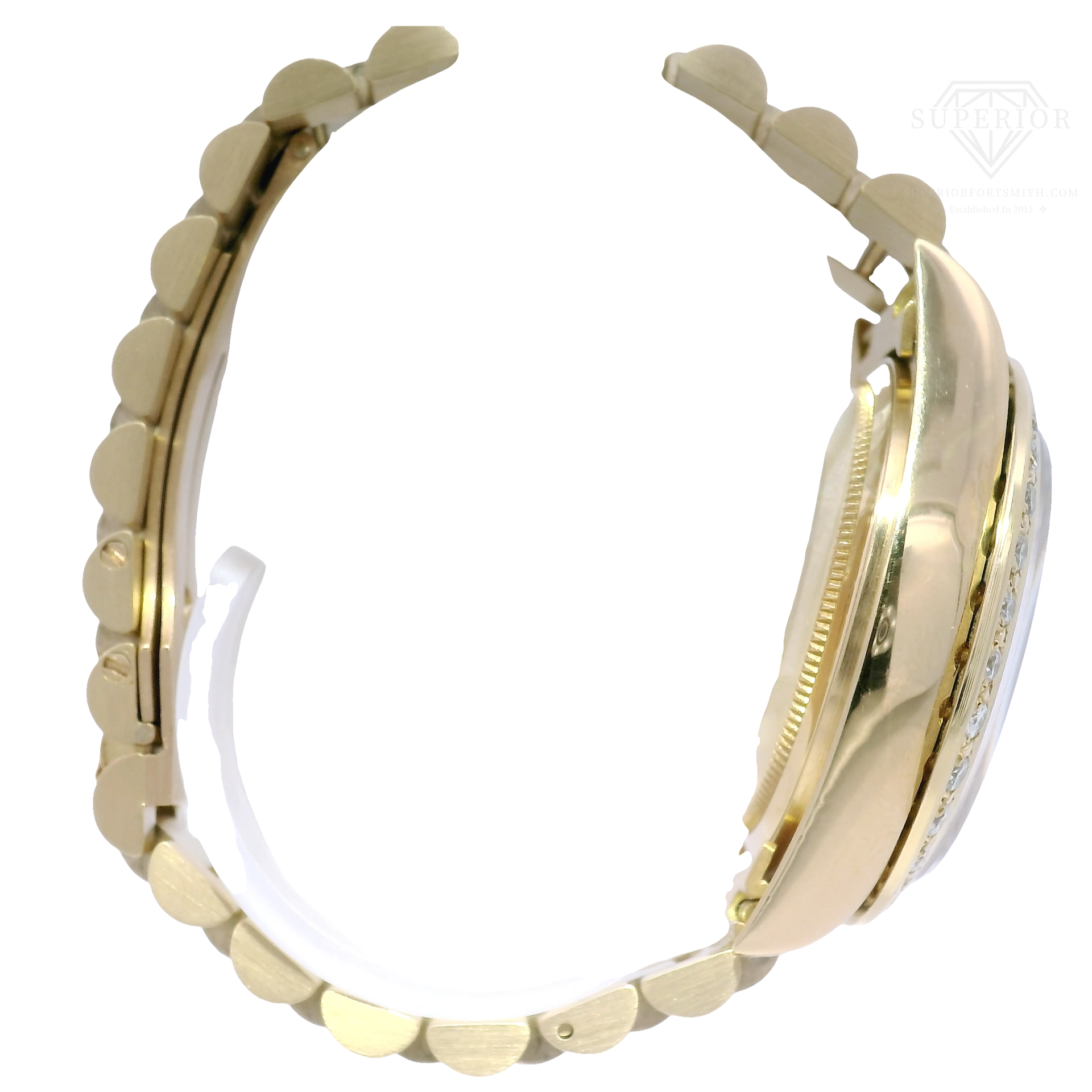 36mm Rolex President in Solid 18K Yellow Gold Featuring Large Diamond Bezel & Diamond Center Links