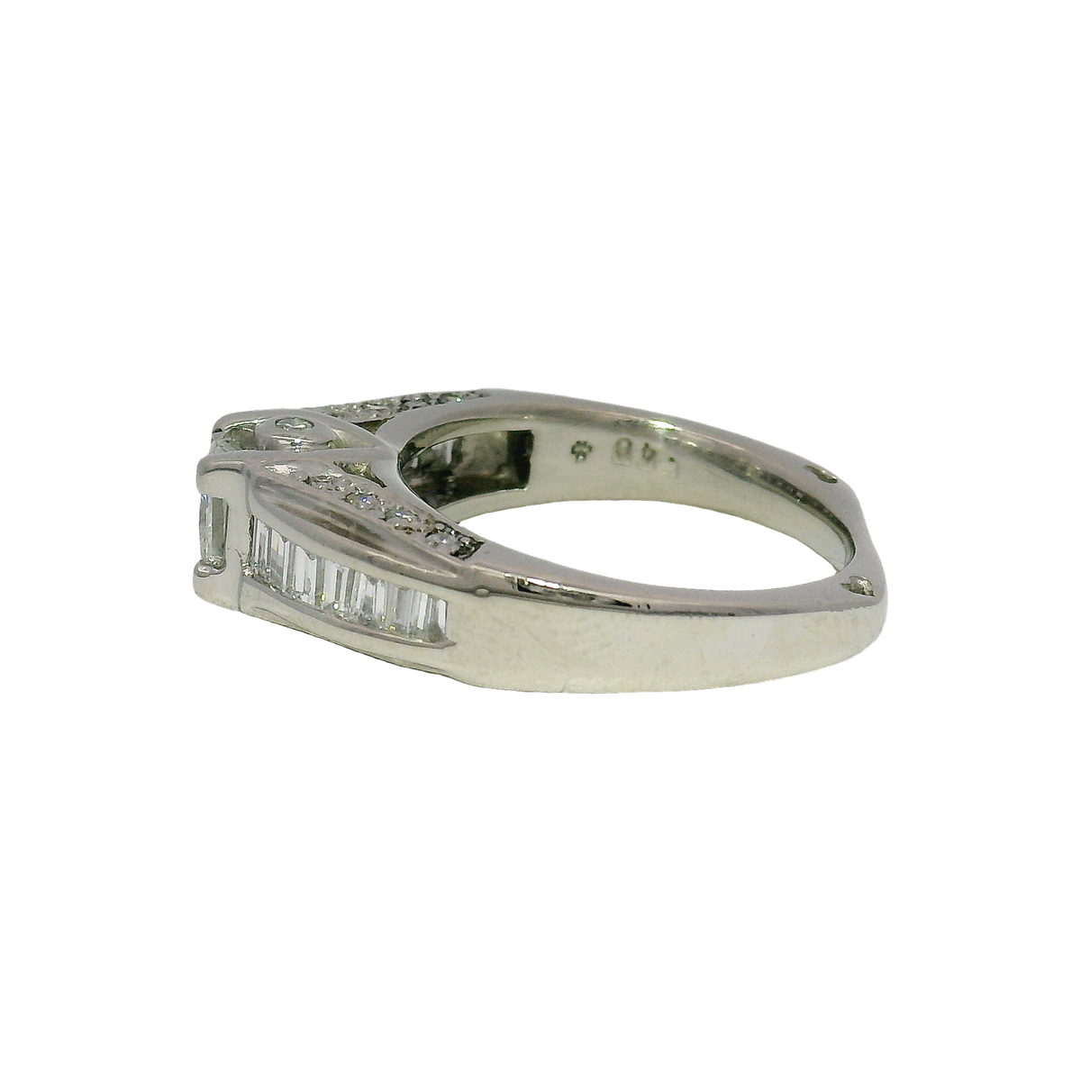 Natural Princess Cut Diamond Custom Engagement Ring in Platinum Mounting Sz 6