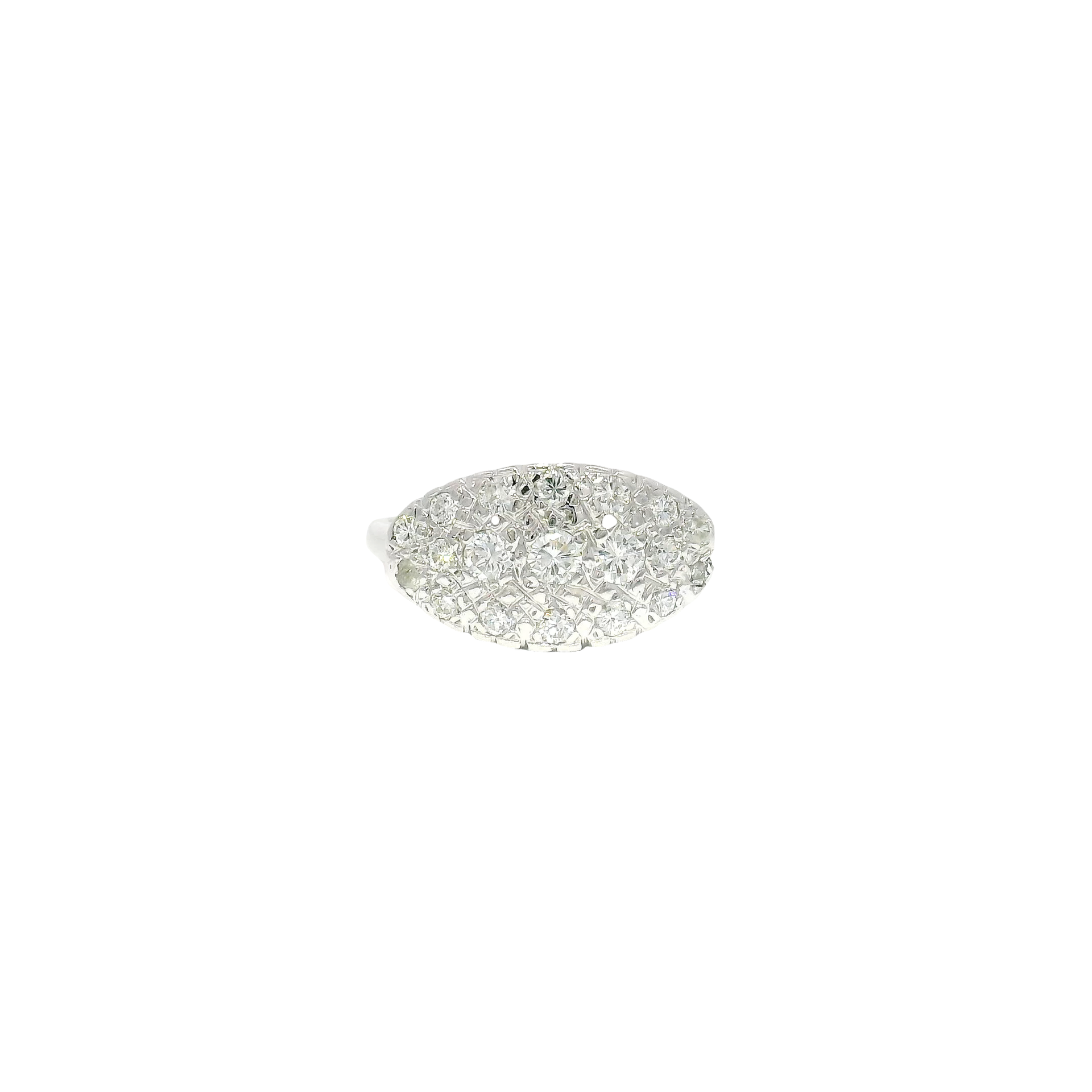 Vintage Style Natural Diamond Ring in 14K White Gold Sz 7