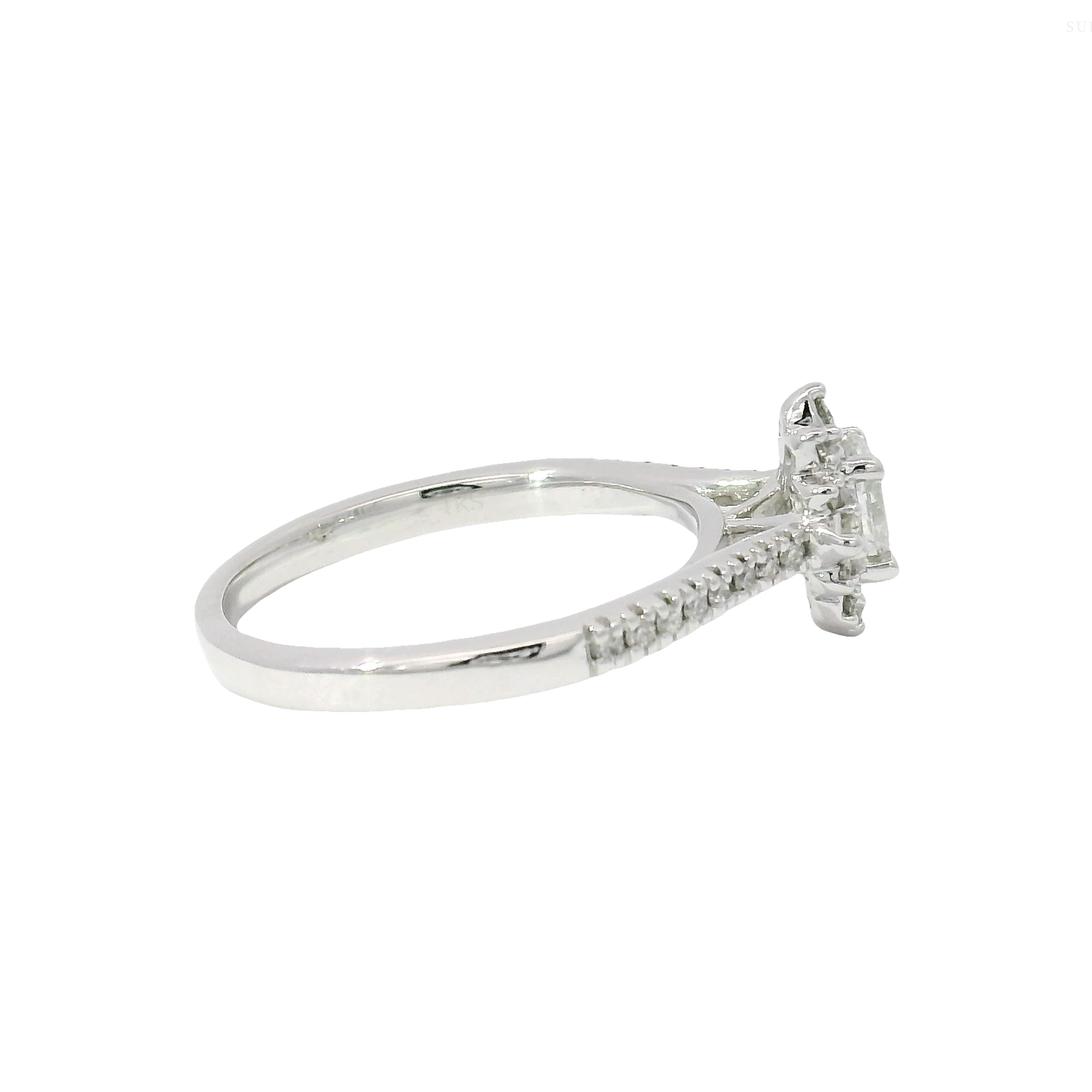 Natural Oval Diamond Engagement Ring in 14K White Gold