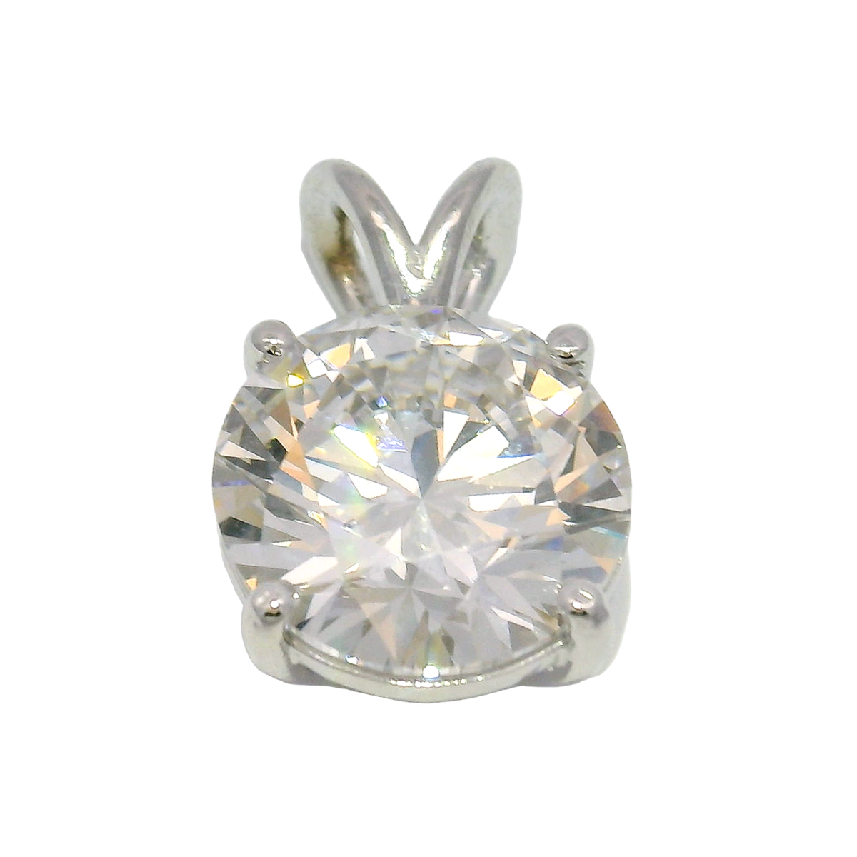 5.0ct. LAB E VS1 Lab Grown Round Mounted in Custom 14K Basket Pendant