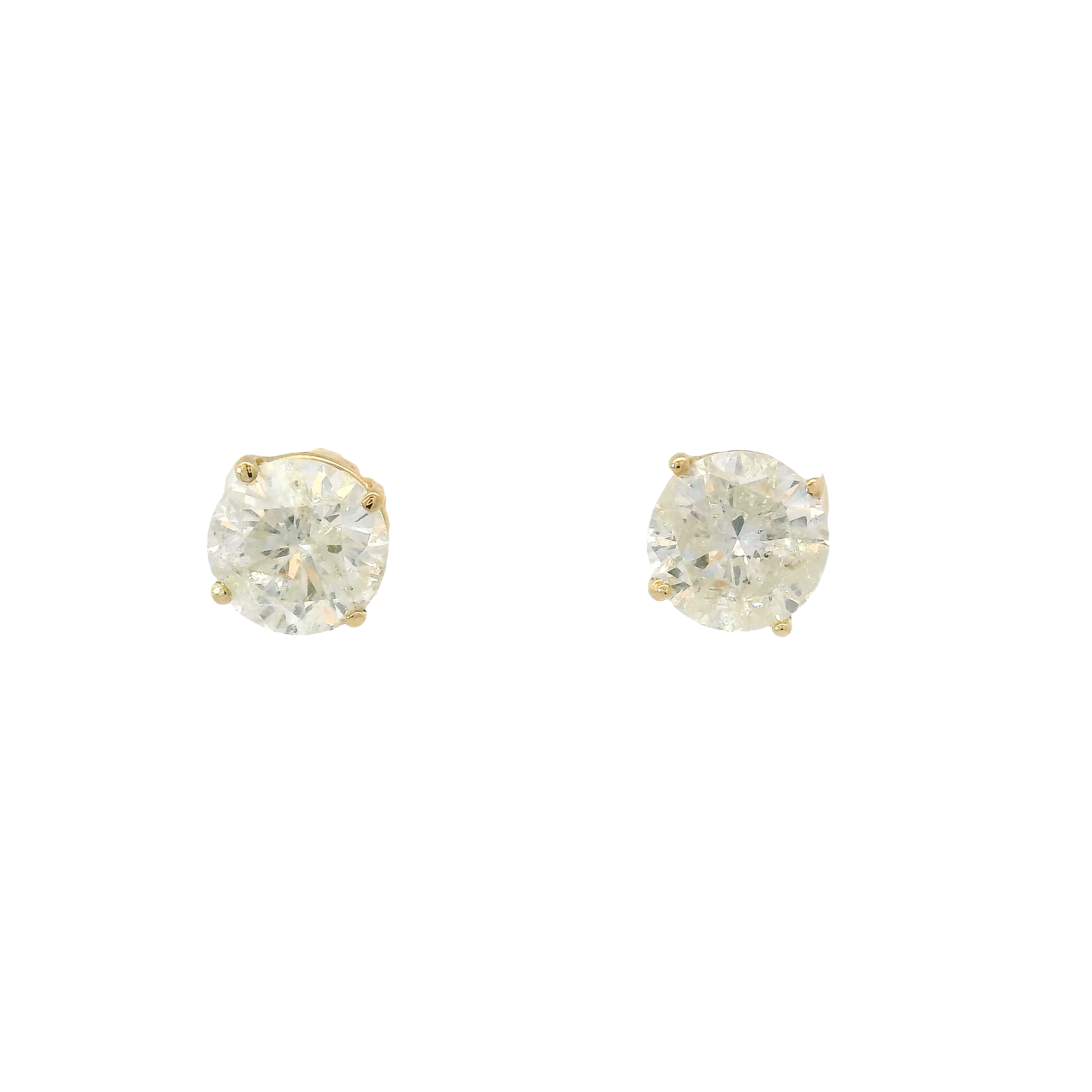 2.58cttw. Natural Diamond Ear Studs Approx I2 G-H Color in 14K Yellow Gold