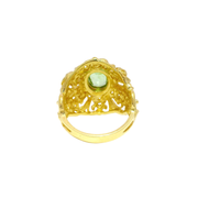 Oval Cut Peridot Set in 18K Filagree Design Fashion Ring Sz 7