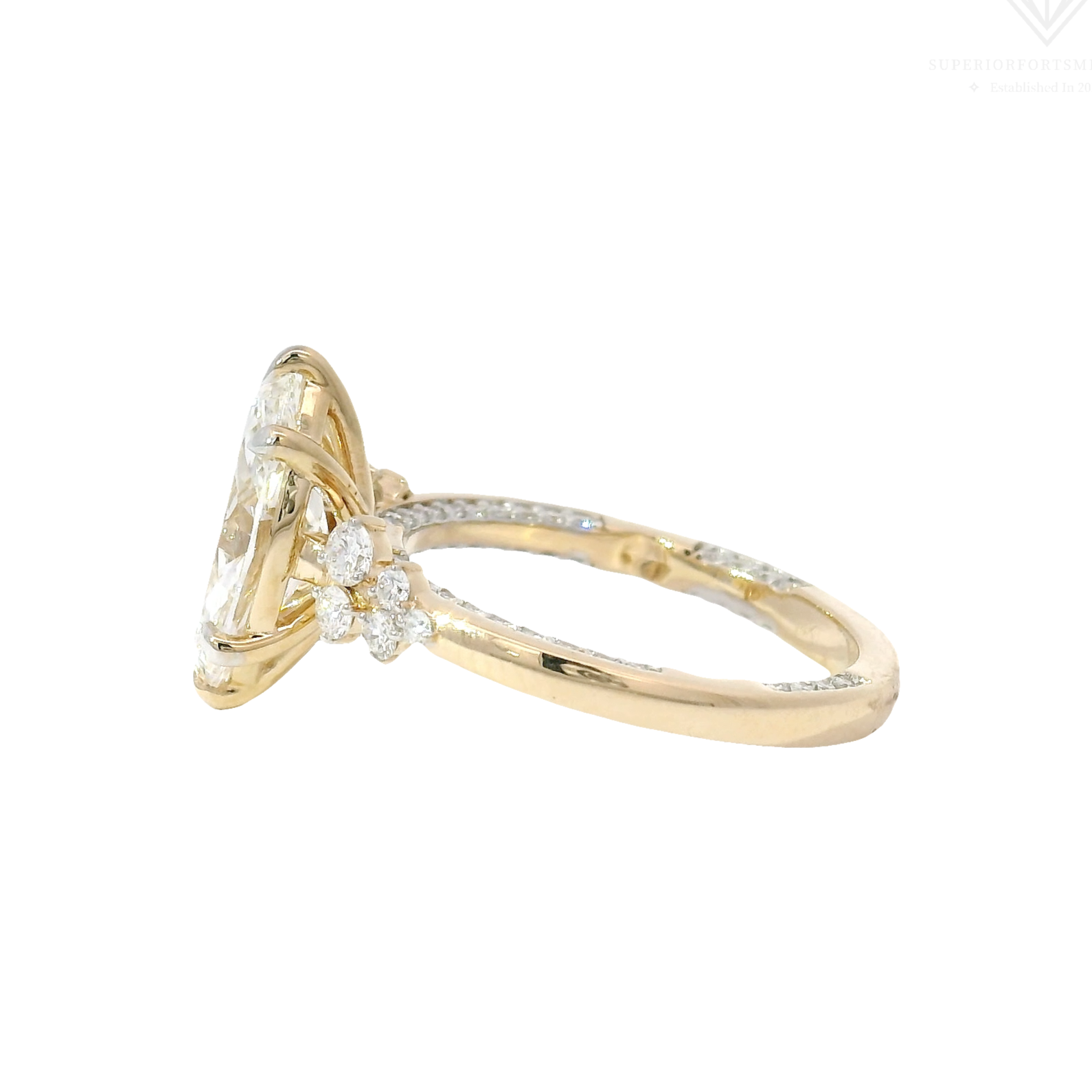 2.05ct. F VS1 Lab Grown Marquise Diamond in Custom 14K Yellow Gold Mounting