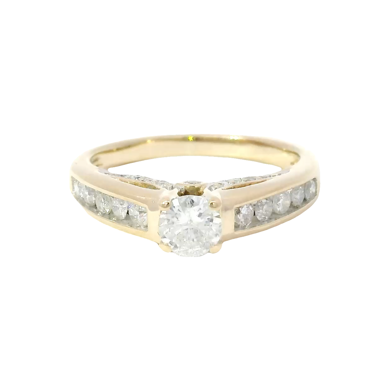 Natural Round Diamond Engagement Ring Set in 14K Yellow Gold Ornate Mounting