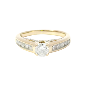 Natural Round Diamond Engagement Ring Set in 14K Yellow Gold Ornate Mounting