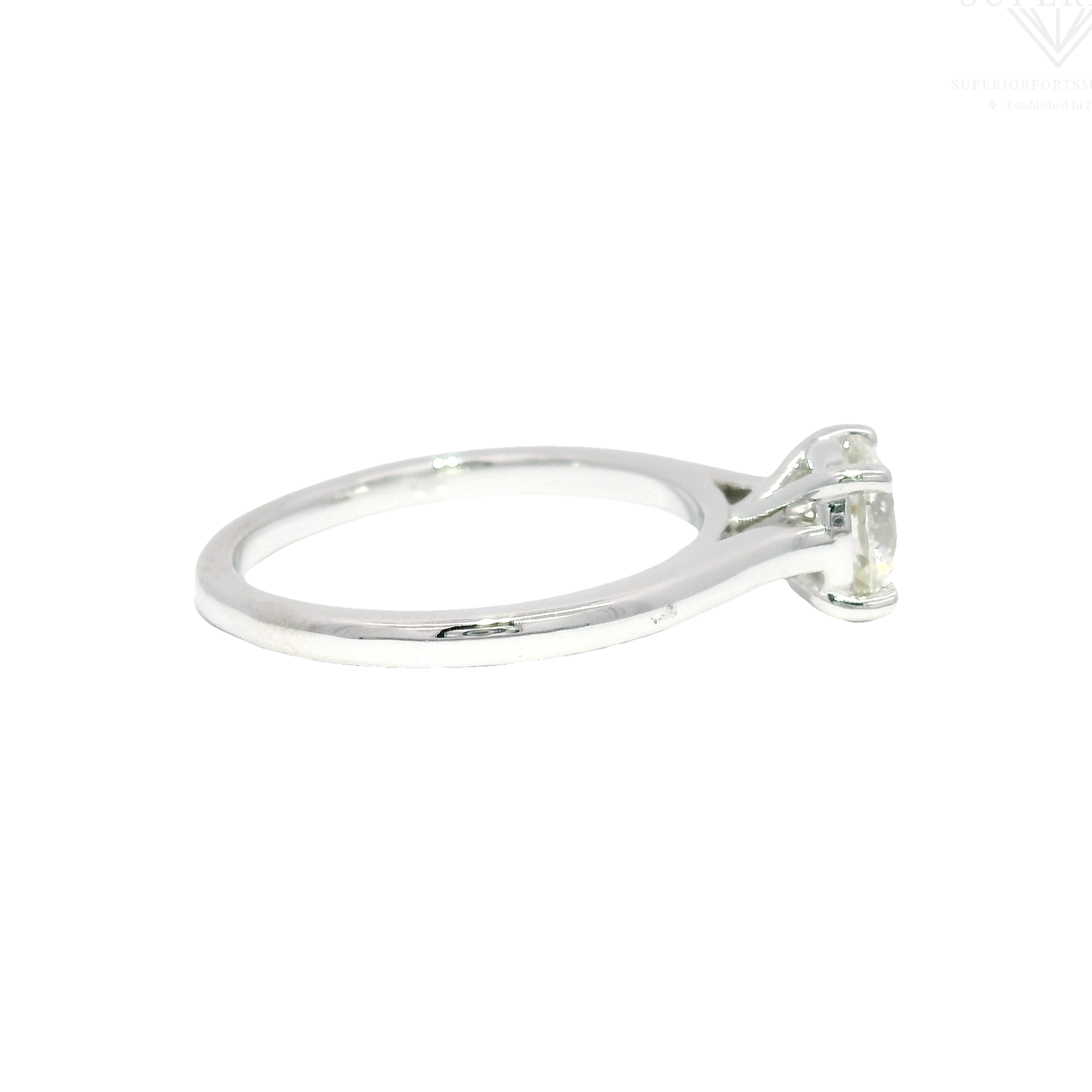 1.04ct. Natural Round Diamond in 14K White Gold Cathedral Mounting