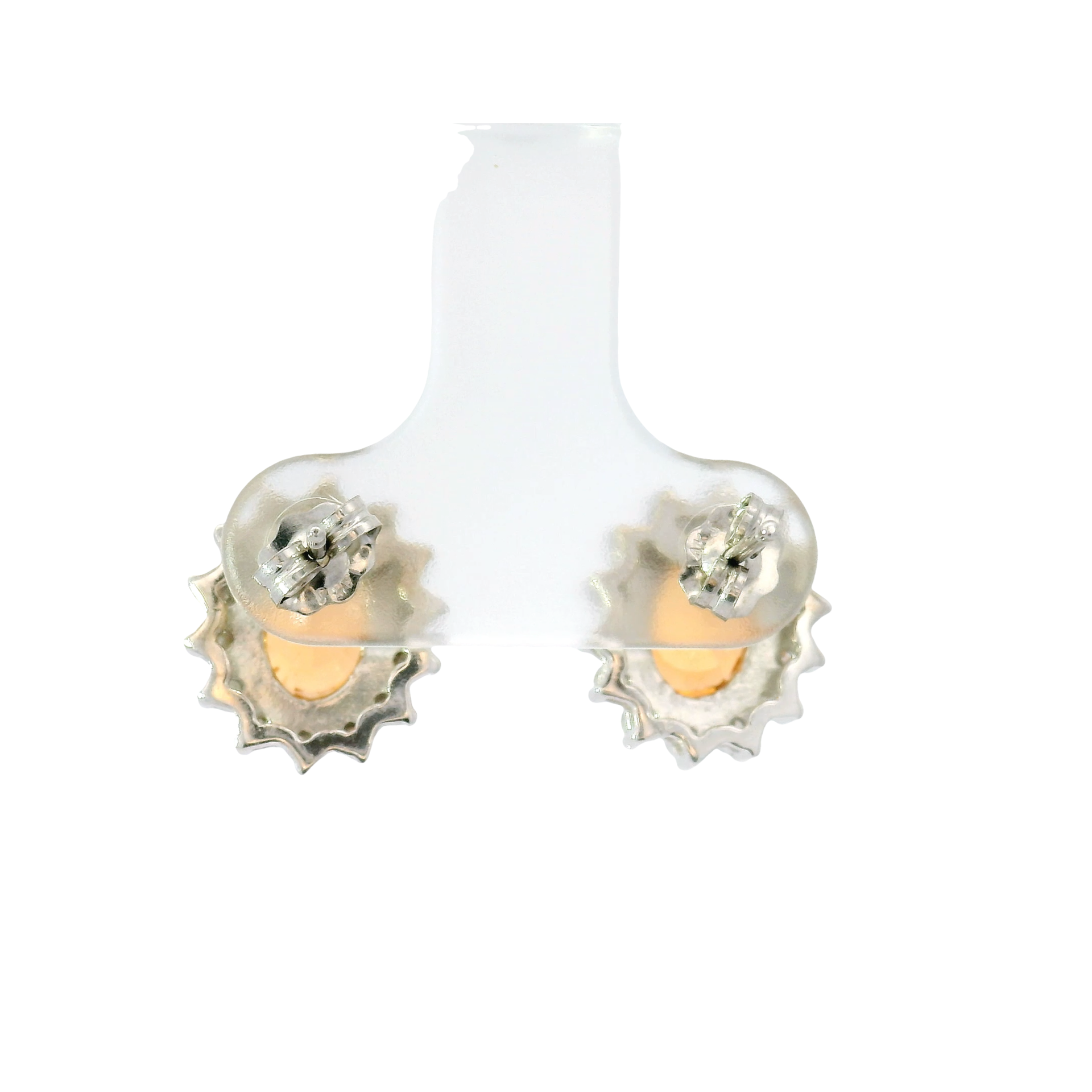 3.22cttw. Spessartite Garnets in 14K White Gold Diamond Halo Ear Studs