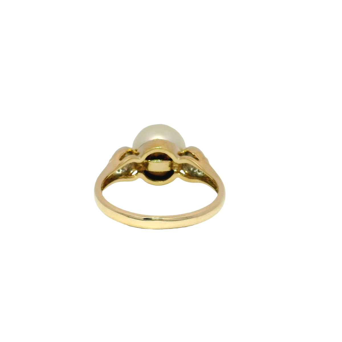 Pearl Fashion Ring in 18k Yellow Gold with Diamond Accents Sz 6 1/2
