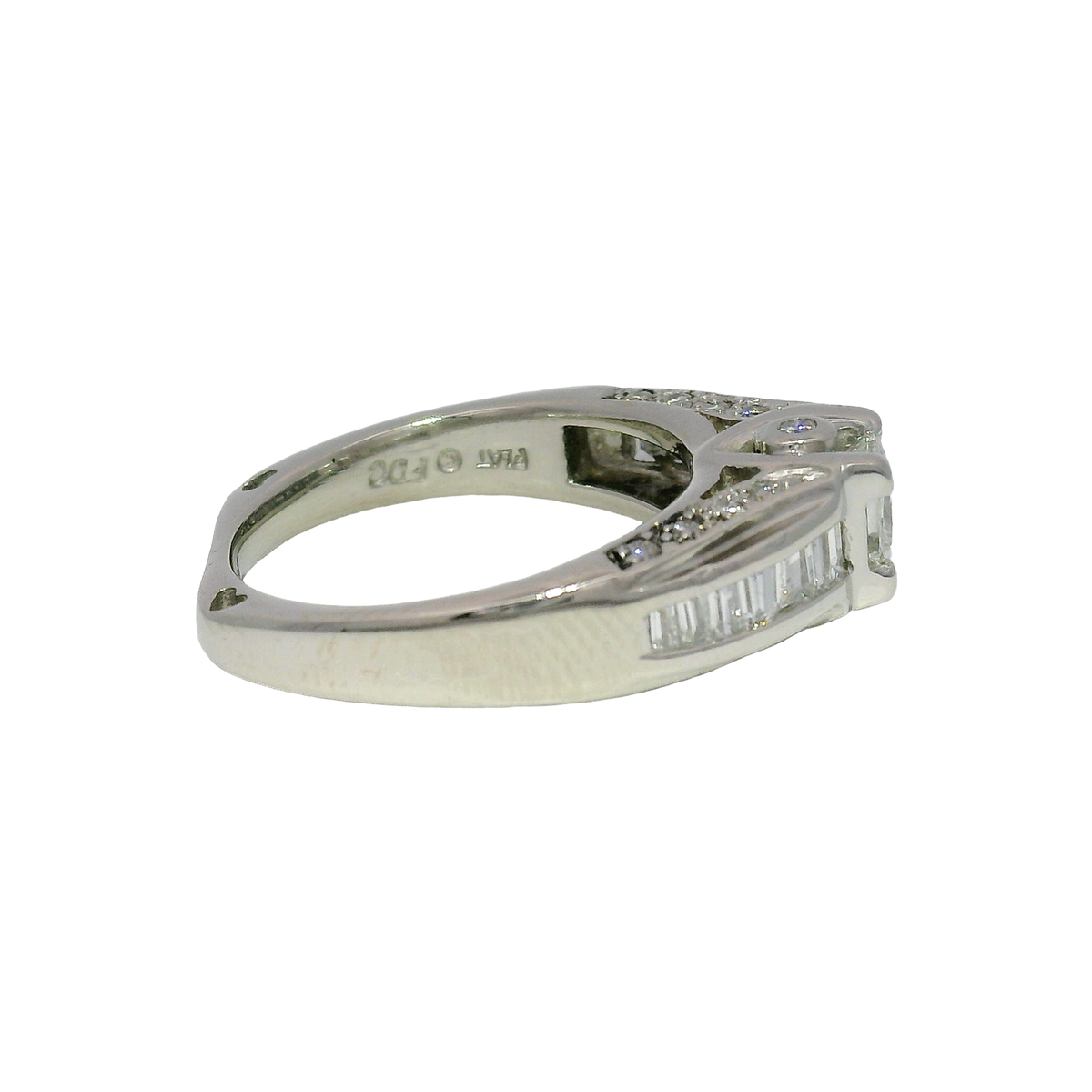 Natural Princess Cut Diamond Custom Engagement Ring in Platinum Mounting Sz 6