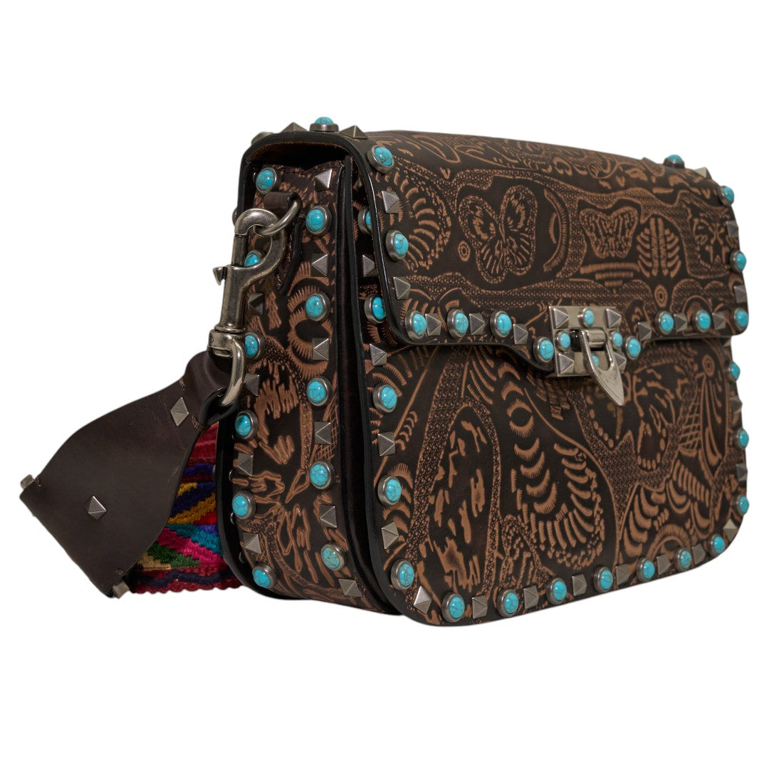 Valentino Guitar Rockstud Dark Brown