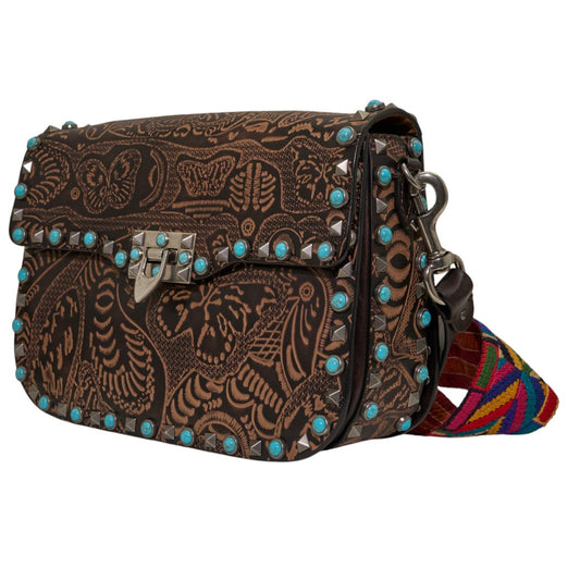 Valentino Guitar Rockstud Dark Brown