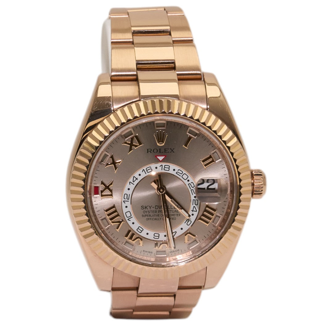 42mm Rolex Skydweller Rose Gold Sundust Roman Dial (2017)