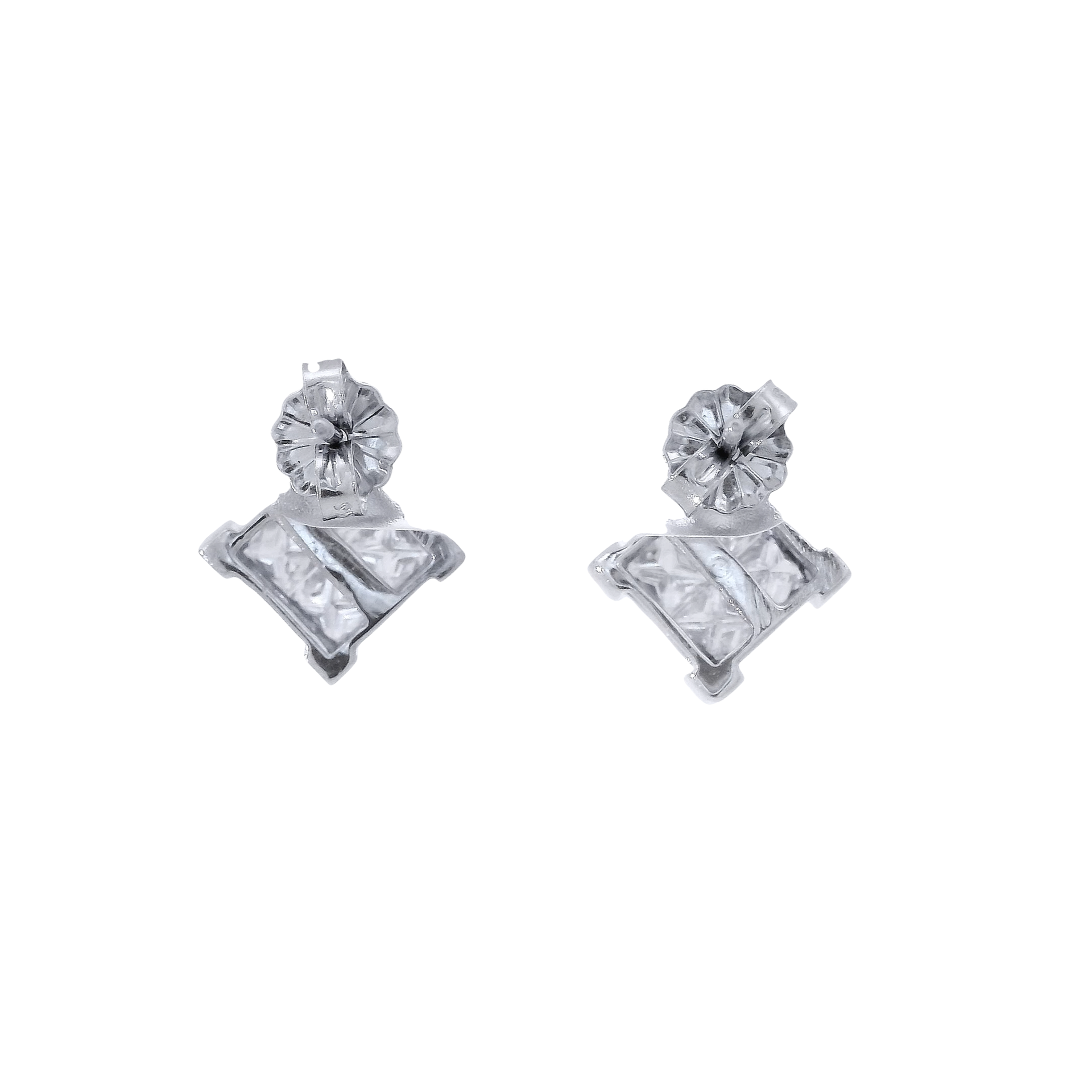 1.6cttw. Natural Princess Cut Diamond Earring in 14K White Gold