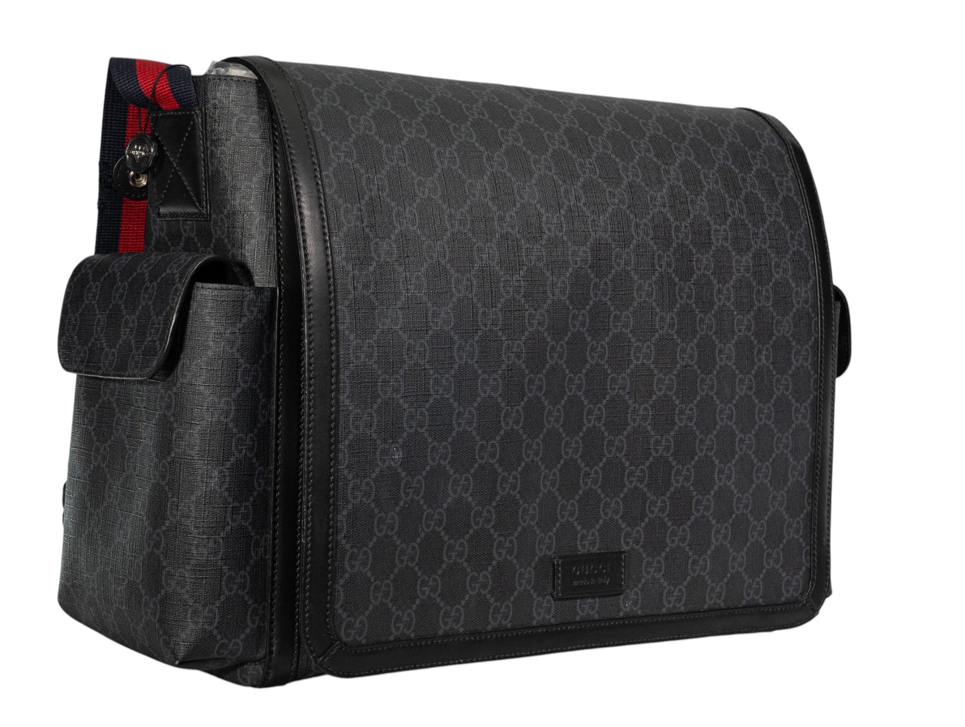 Gucci Black GG Supreme Monogram Diaper Bag