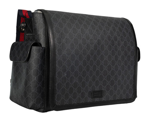 Gucci Black GG Supreme Monogram Diaper Bag