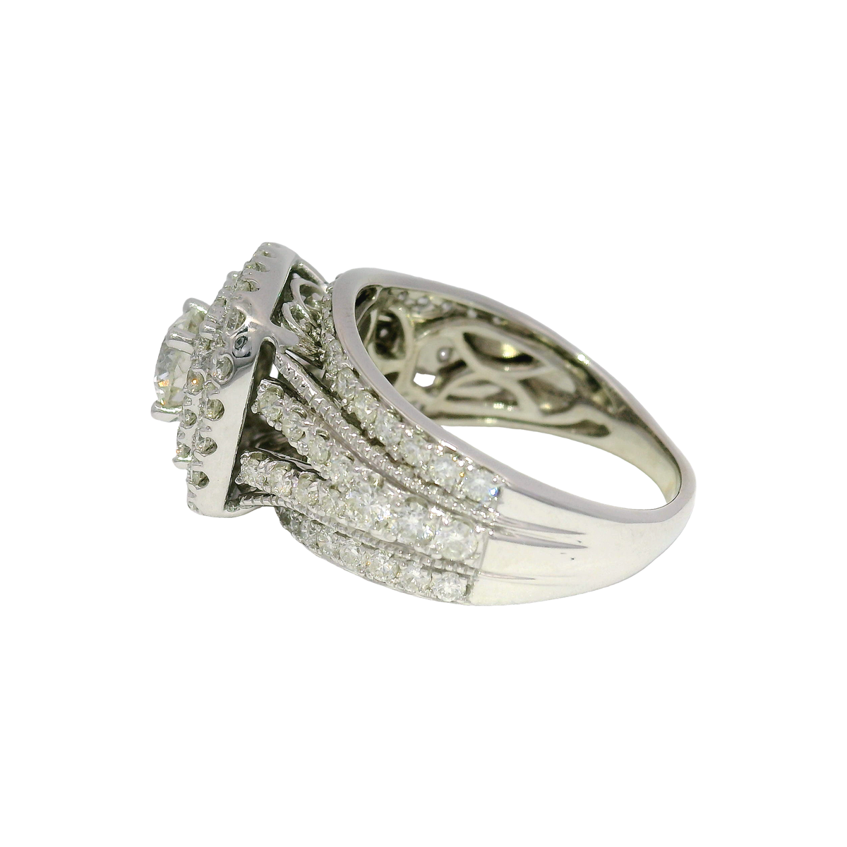 Natural Diamond  Double Halo Enagement Ring in 14K White Gold Sz 6