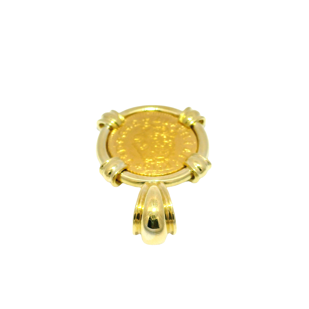 1743 Spanish Half Escudo Gold Coin Mounted in Custom 18K Bezel
