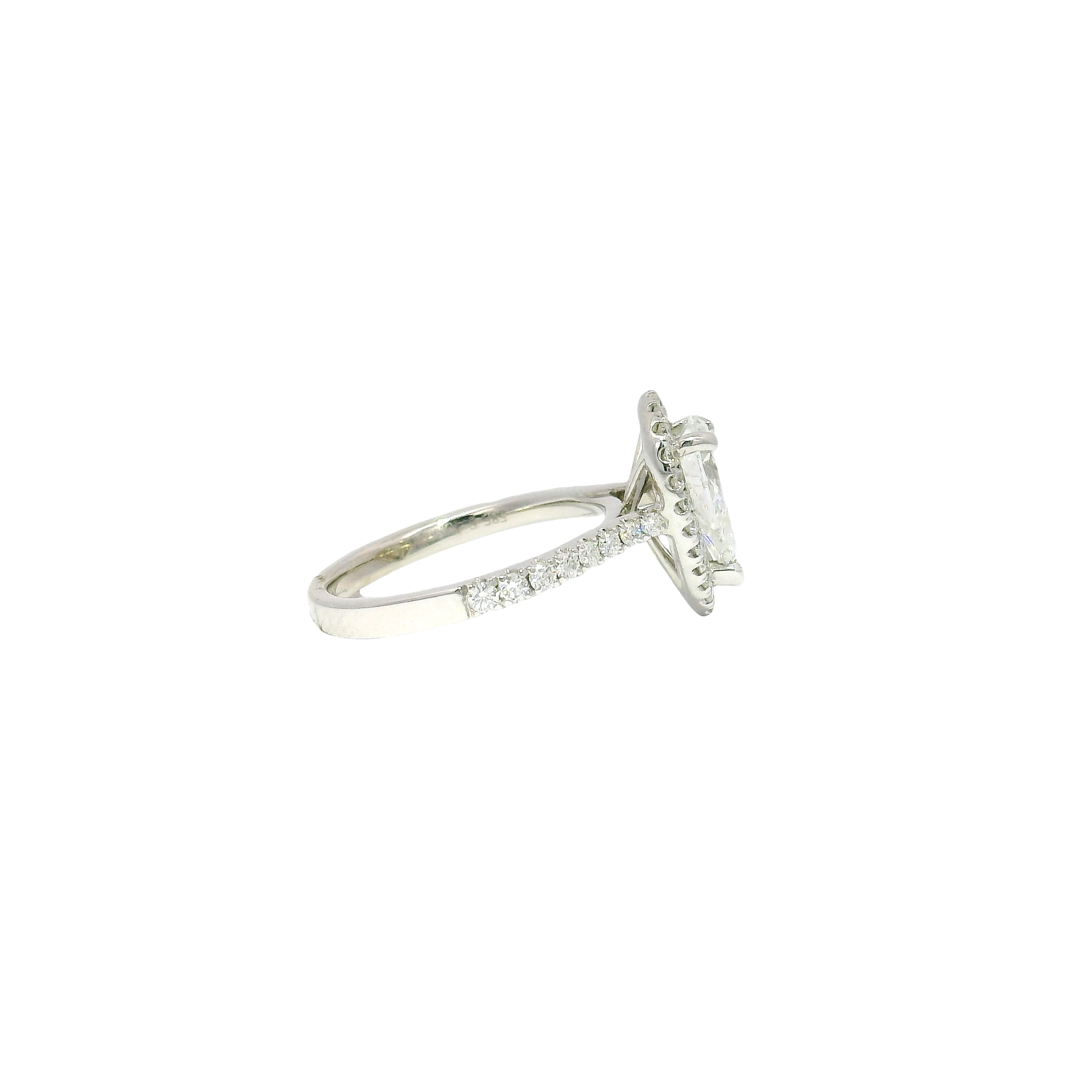 1.01ct. GIA G SI2 Pear Brilliant set in 14K White Gold Halo Sz 5