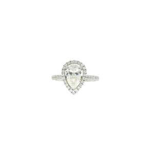 1.01ct. GIA G SI2 Pear Brilliant set in 14K White Gold Halo Sz 5