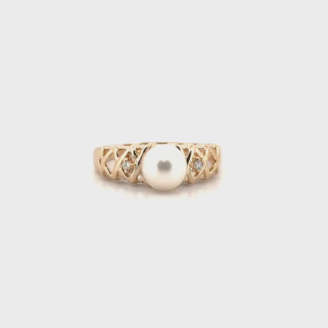 Pearl Estate Ring Set in 14K Yellow Gold