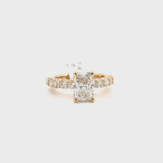2.0ct. F VS1 Lab Grown Elongated Radiant Diamond on 10pt Diamond Band Sz 7