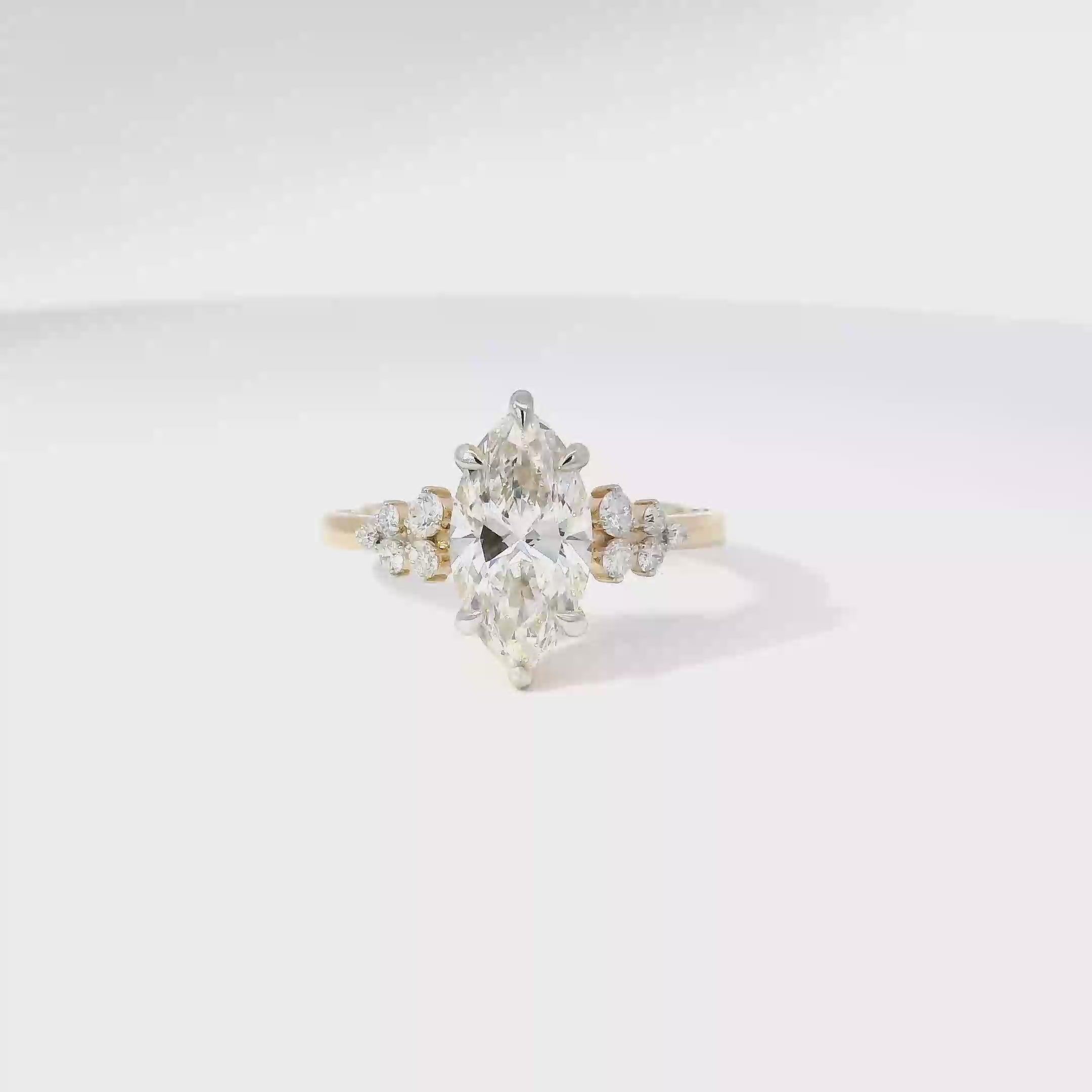 2.05ct. F VS1 Lab Grown Marquise Diamond in Custom 14K Yellow Gold Mounting