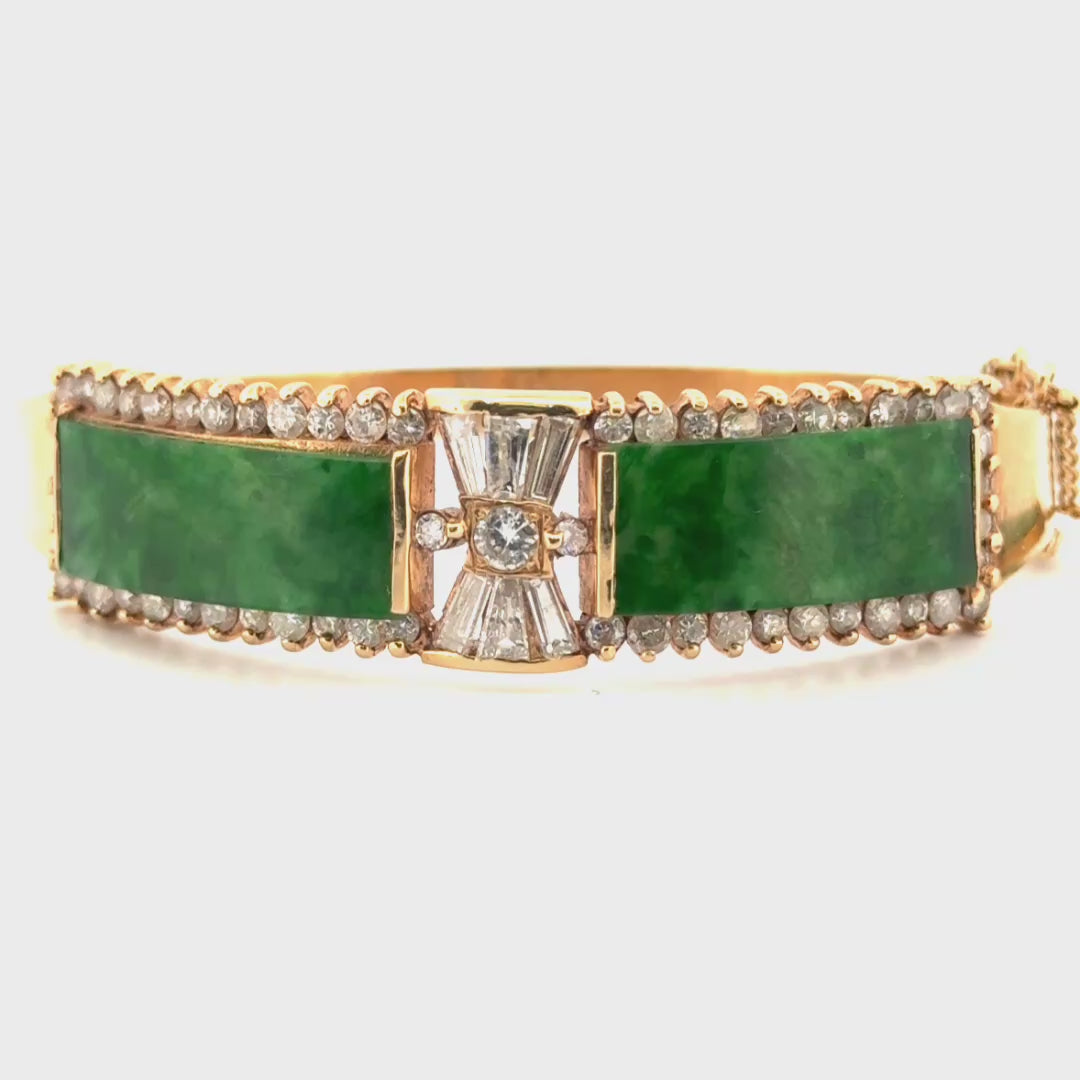 Jade & Diamond Bracelet in 14K Yellow Gold