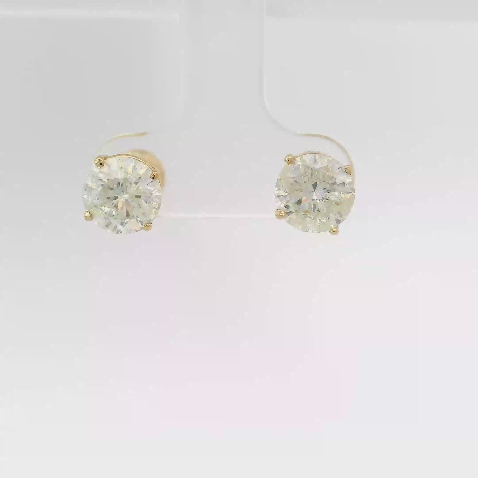 2.58cttw. Natural Diamond Ear Studs Approx I2 G-H Color in 14K Yellow Gold
