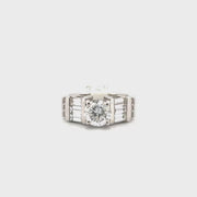 1.52ct. F VS Lab Grown Round Diamond in Custom 14k White Gold Mounting Sz 5