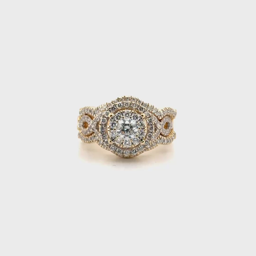 Three Piece Diamond Engagement Set in 14K Yellow Gold