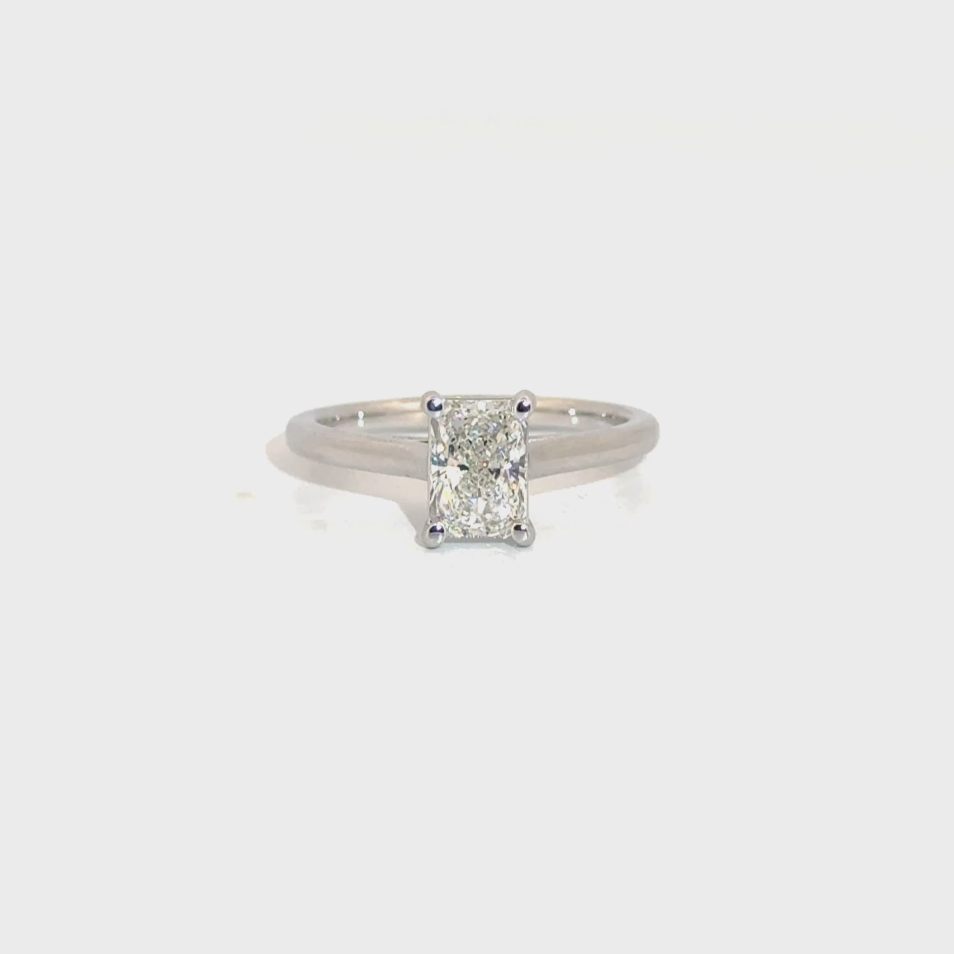1.03ct. E VS1 Lab Grown Elongated Radiant mounted in 14K White Gold Cathedral