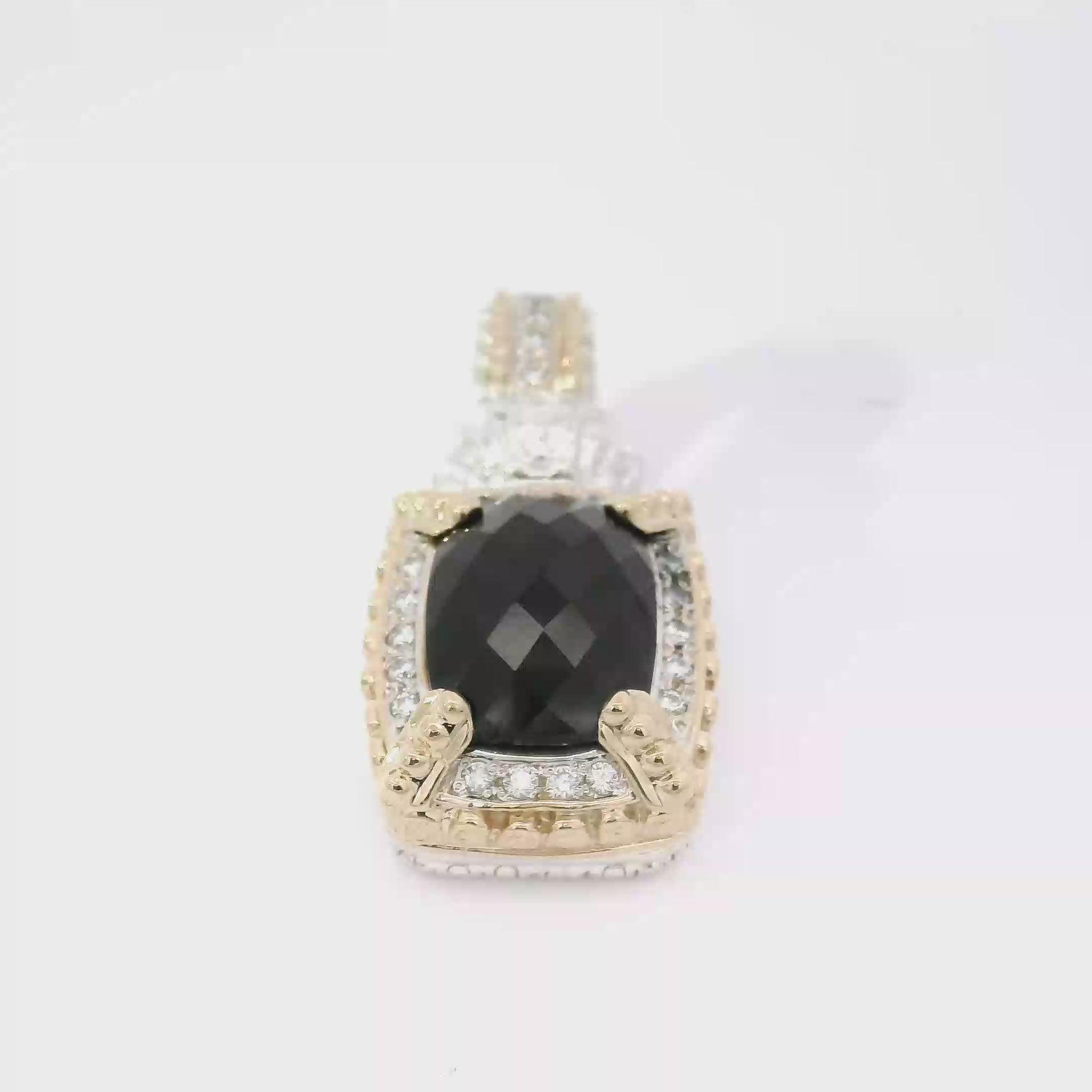 Vahan Natural Diamond & Onyx Pendant Set in 14K Yellow Gold & Sterling Silver