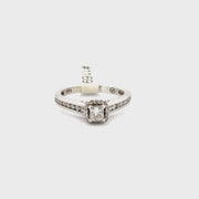 Princess Cut Natural Diamond Engagement Ring Set in 14K White Gold Sz 6