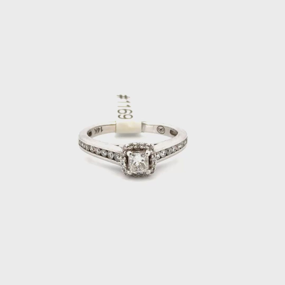 Princess Cut Natural Diamond Engagement Ring Set in 14K White Gold