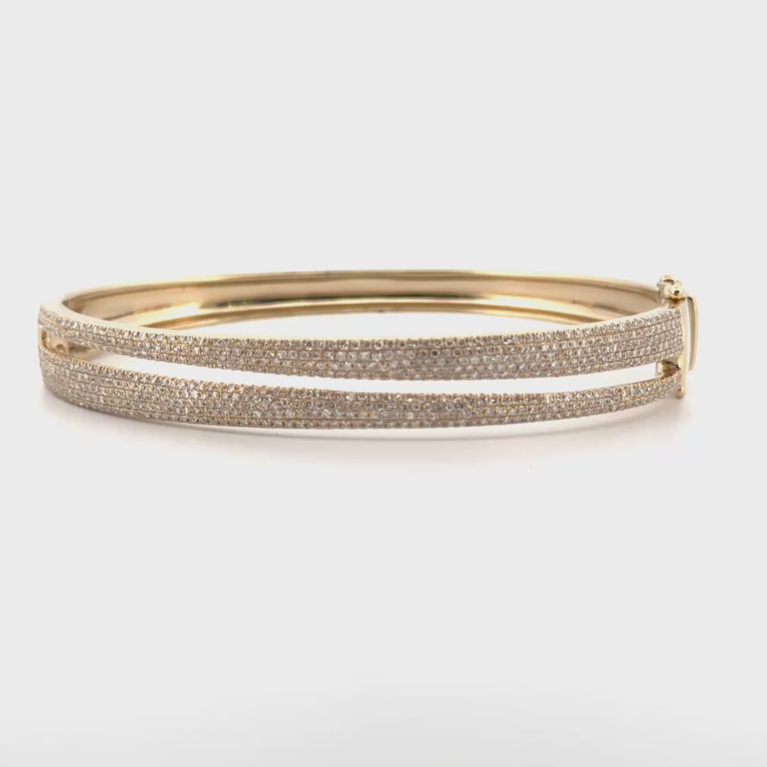 Natural Diamond Bangle Set in 14K Yellow Gold