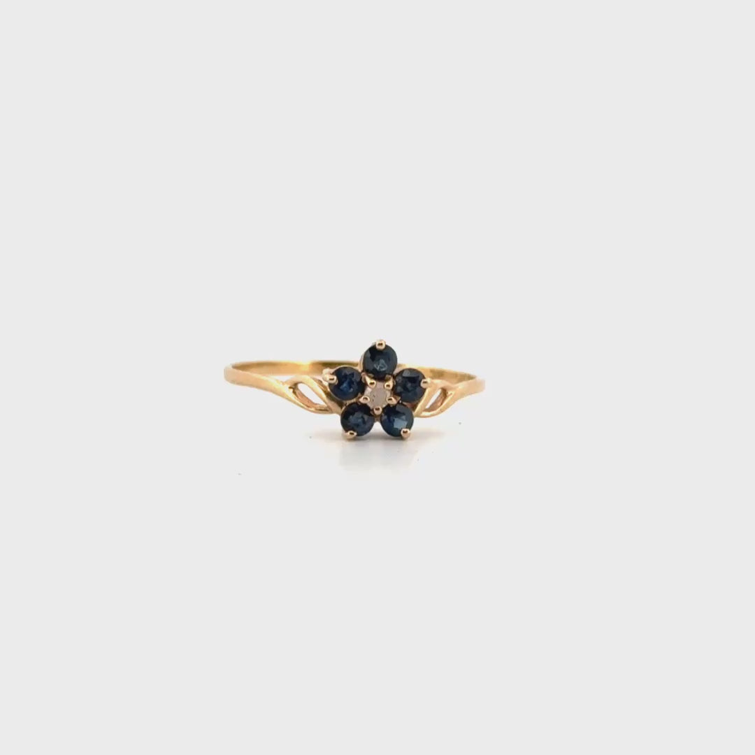 Sapphire & Diamond Ring Set in 10K Yellow Gold