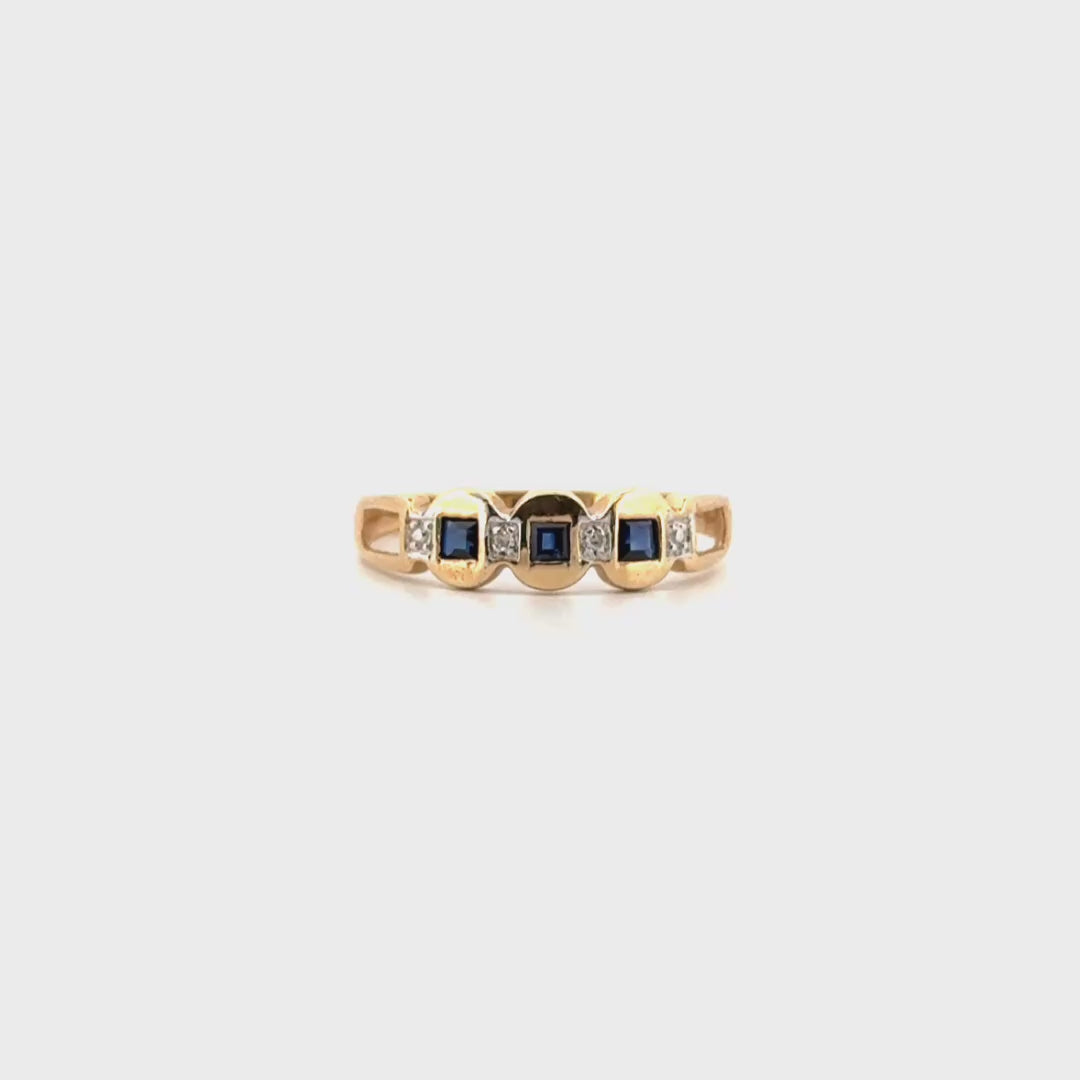 Sapphire & Diamond Ring Set in 10K Yellow Gold