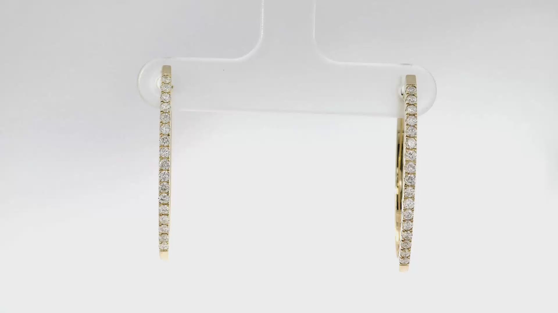 Natural Diamond Oval Shape Hoops in 14K Yellow Gold