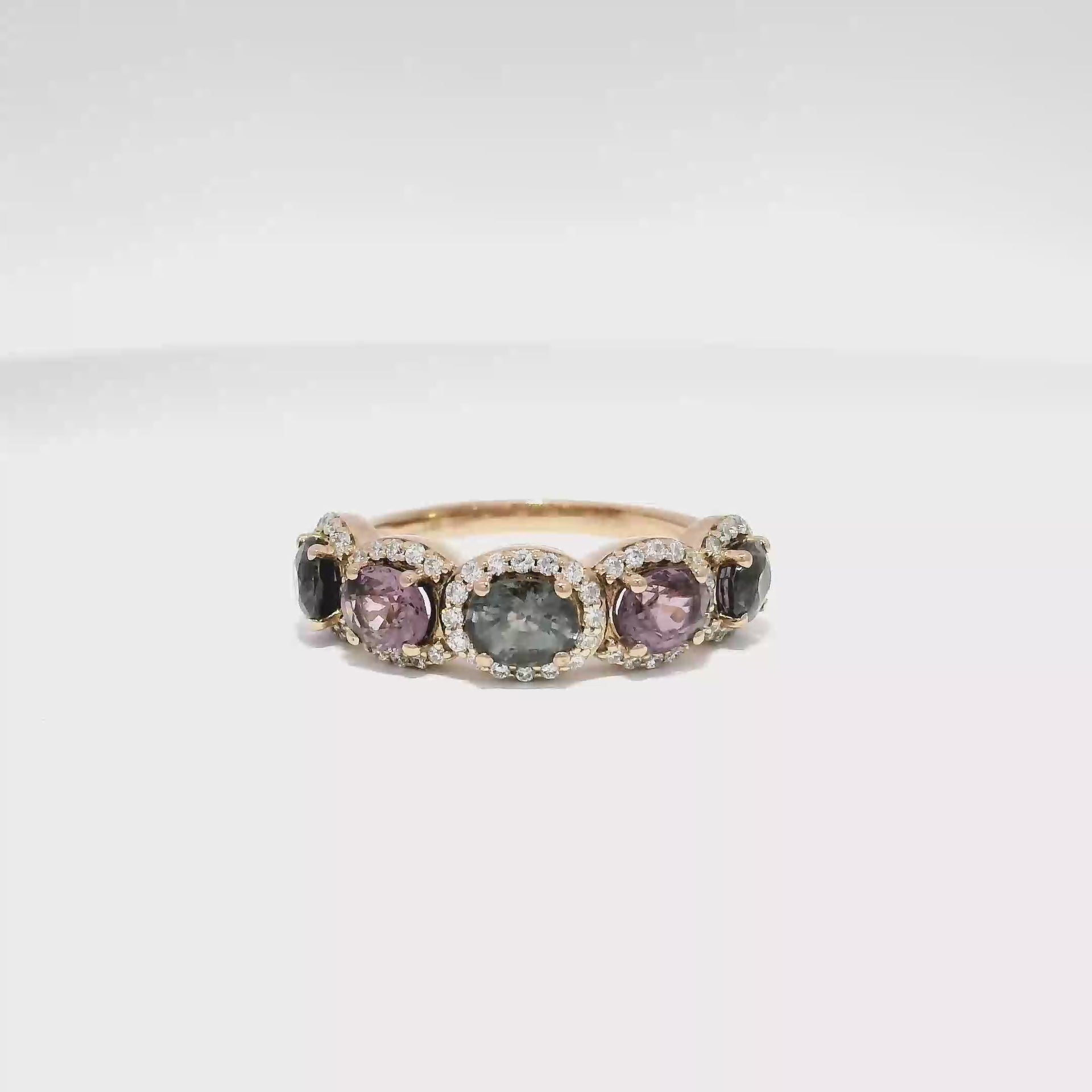 LeVian Mixed Berry Oval Cut Natural Spinel & Diamond Fashion Band in 14K Rose Gold