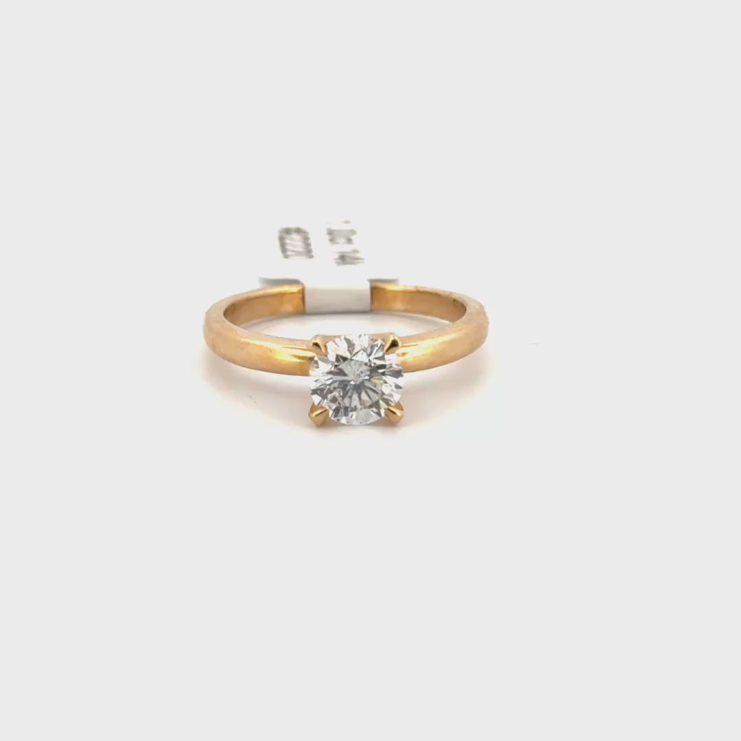 1.0ct. Natural Diamond Round Solitaire Set in 14K Yellow Gold