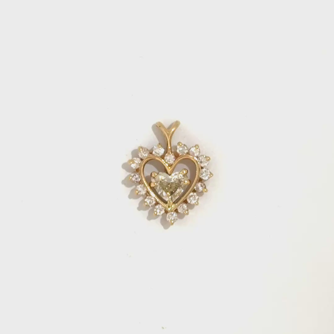 1cttw. Natural Heart Shaped Diamond Pendant in 14K Yellow Gold