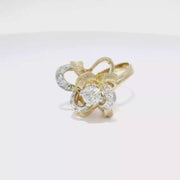 Natural Diamond Floral Cluster Ring in 14K Yellow Gold Sz 6