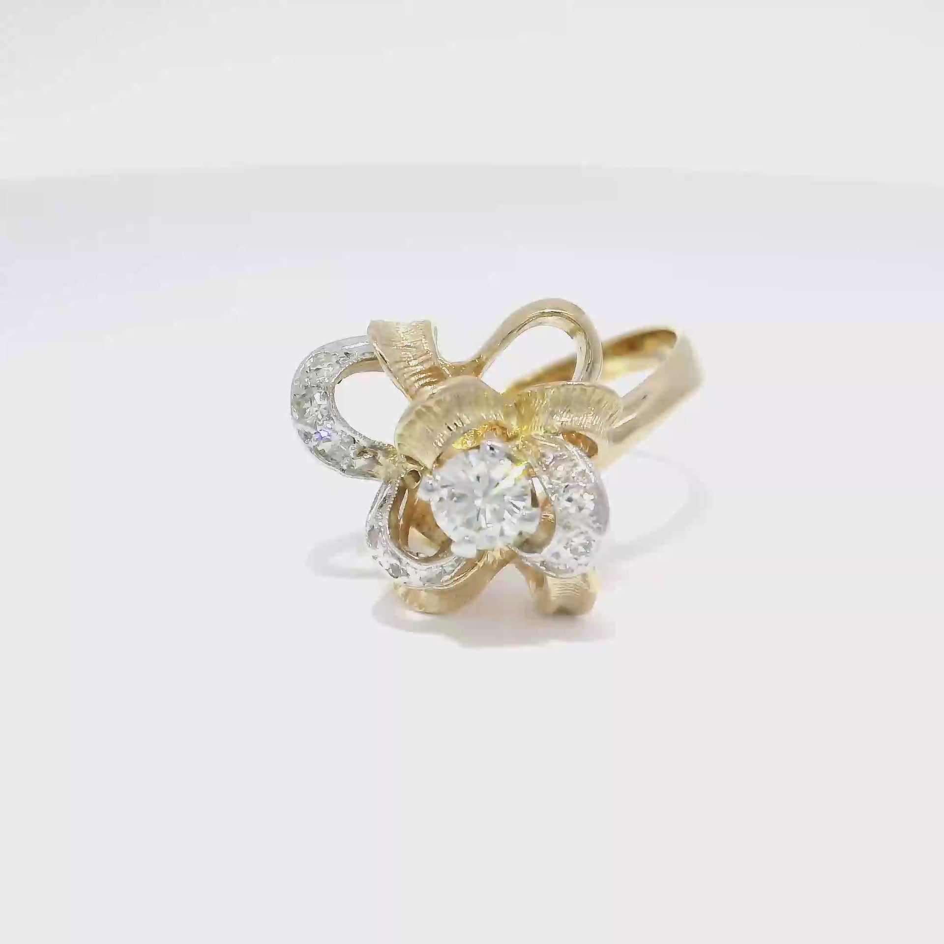 Natural Diamond Floral Cluster Ring in 14K Yellow Gold