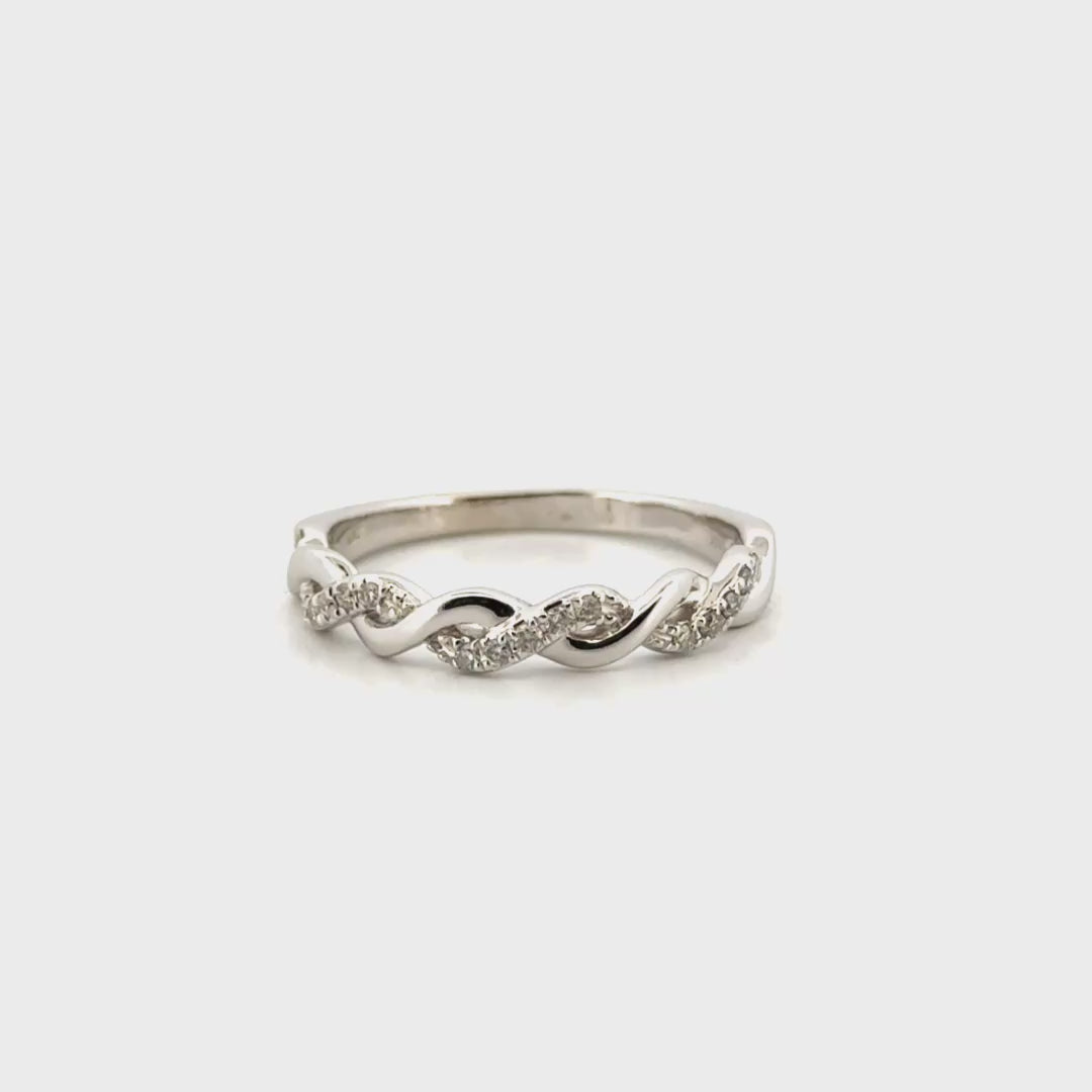 Natural Diamond Twist Band in 10K White Gold