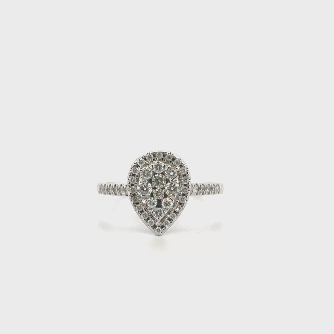 Cluster Pear Shape Diamond Ring Set in 10K White Gold