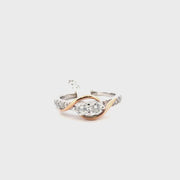 Natural Diamond Engagement Ring Set in 14K Two Tone White & Rose Gold Sz 8.5
