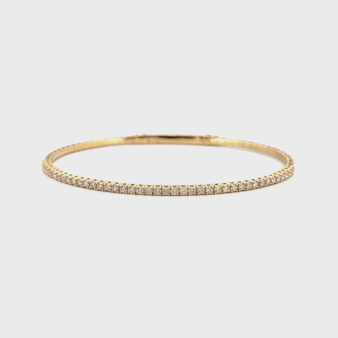 .85cttw Natural Diamond Flexible Bangle Set in 14K Yellow Gold 6.5"